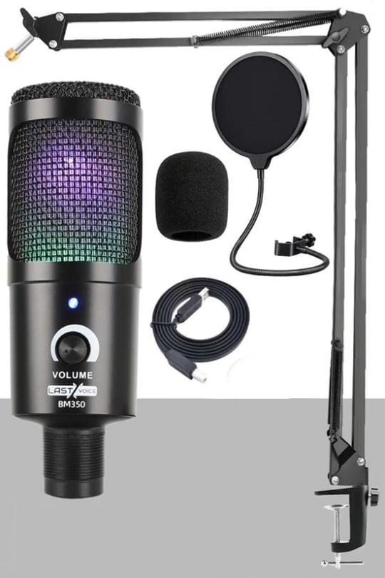 Lastvoice BM350 STA RGB Set Stüdyo Condenser Usb Pc Mikrofonu (Stand ve Filtreli)