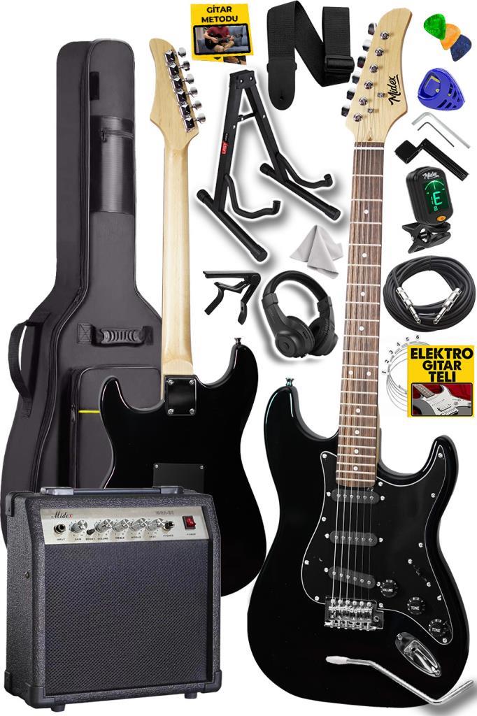 Midex RPH-30BK-30AMP Elektro Gitar Seti 30 WATT GAİN'Lİ Amfi Kulaklık Full SET