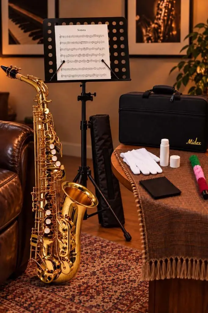 Midex SF-8000 Gold Profesyonel Alto Saksafon Mi Bemol (Eb) Full Set