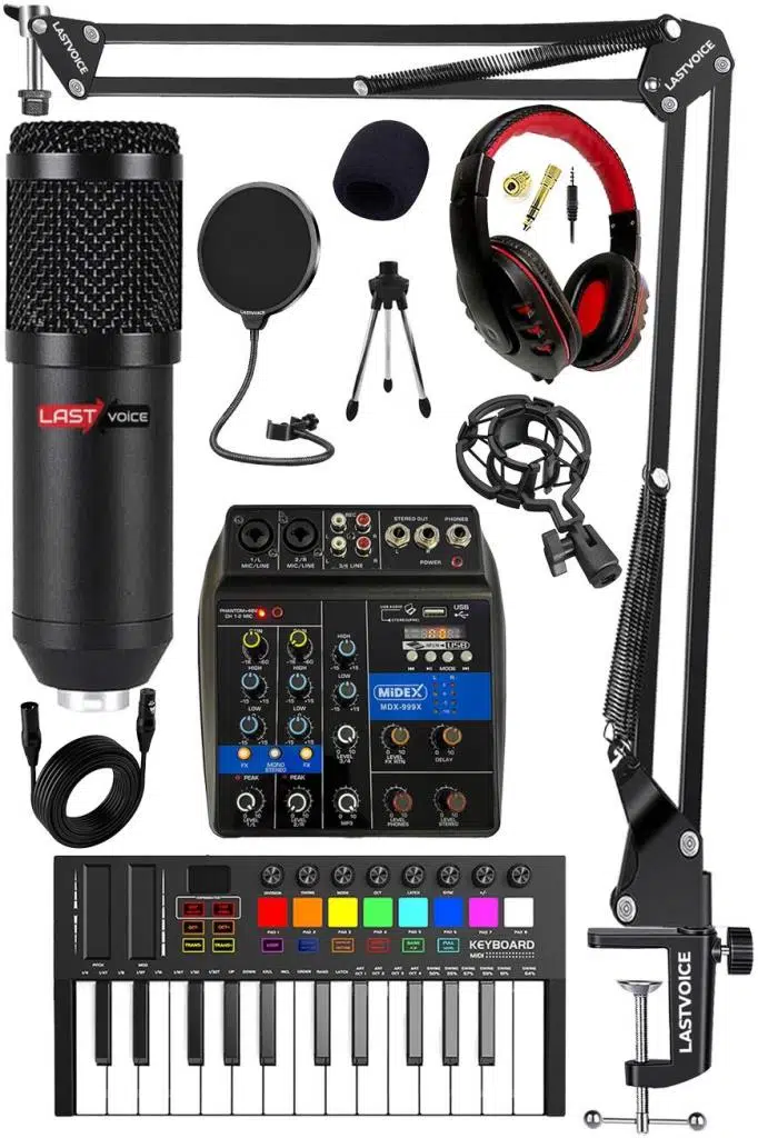 Stüdyo Ekipmanları Midi Live Paket-1 Ses Kartlı Mikser Midi Klavye BM800 Mikrofon Kulaklık